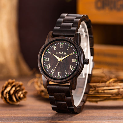 Full Ebony Wooden Quartz Watches