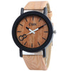 Wood Grain Leather Strap Analog Quartz Wristwatch