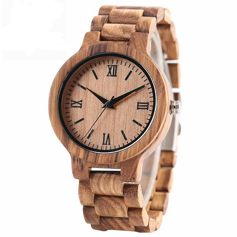 Wood Watch Women Lightweight Round Wrist Watch