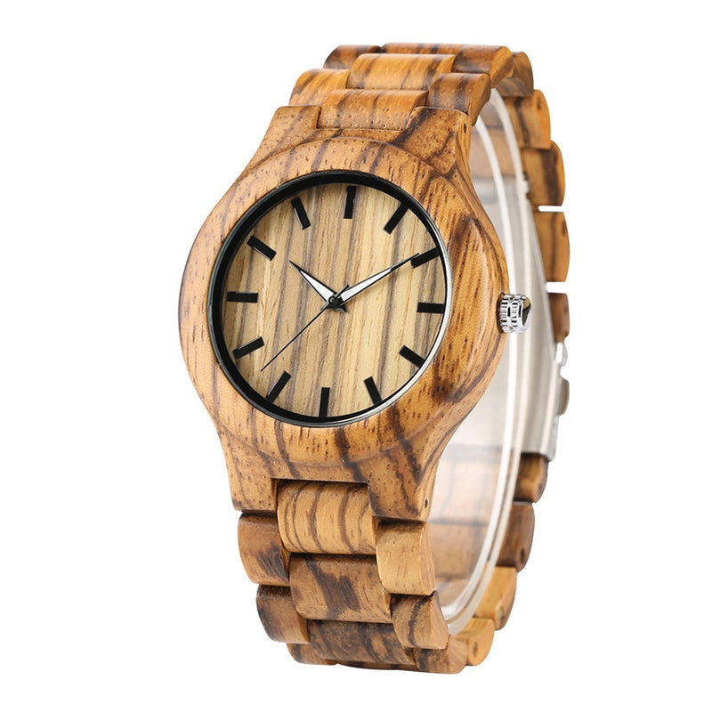 Stripe Wood Wrist Watch Men